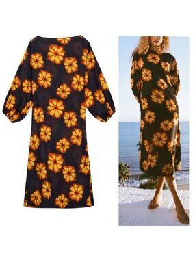 NEW RHODE DELILAH DRESS IN BLACK BOMBAY BLOOM SIZE S